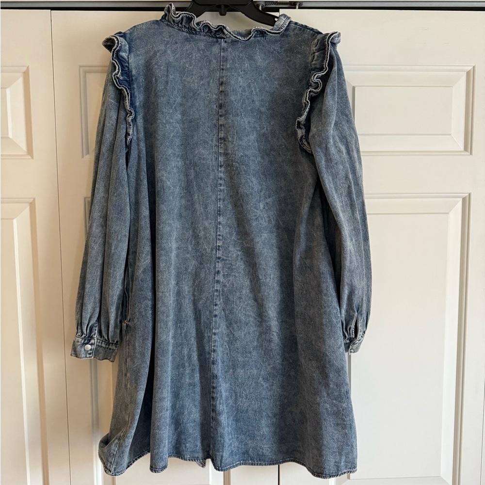 Denim Ruffle Dress - Picture 2 of 7